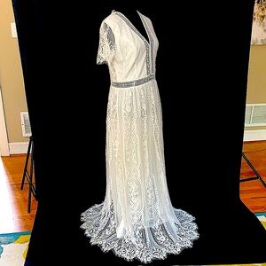 Bohemian style White lace maxi dress.